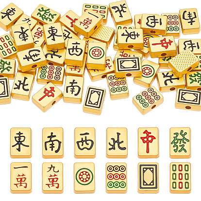 48 шт 12 стили сплава эмалевые бусины, маджонг