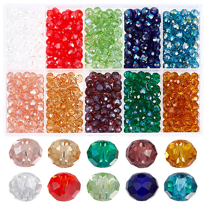 Гальванические стеклянные бусины, гальваническое покрытие, граненые, рондель