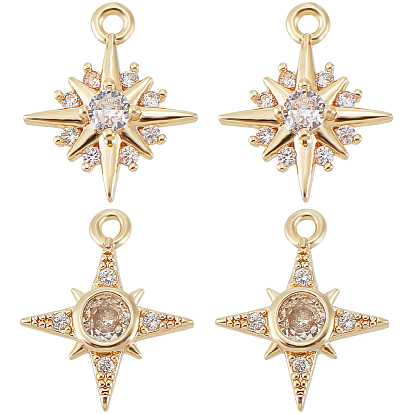 16 шт 2 стиль латунь микропаве прозрачные подвески из кубического циркония, без кадмия и без свинца, смешанный звезда