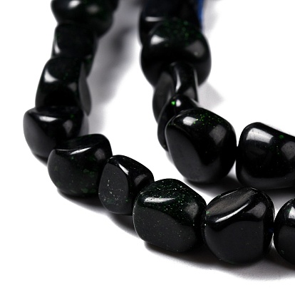 Synthetic Green Goldstone Beads Strands, Nuggets, Tumbled Stone