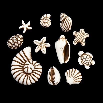 Бусины из непрозрачного акрила с морской тематикой, окрашенные аэрозольной краской., имитация оболочки