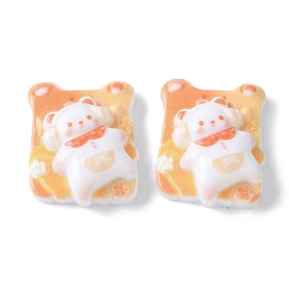 Непрозрачные кабошоны из смолы, квадрат с медведем