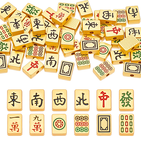 48 шт 12 стили сплава эмалевые бусины, маджонг