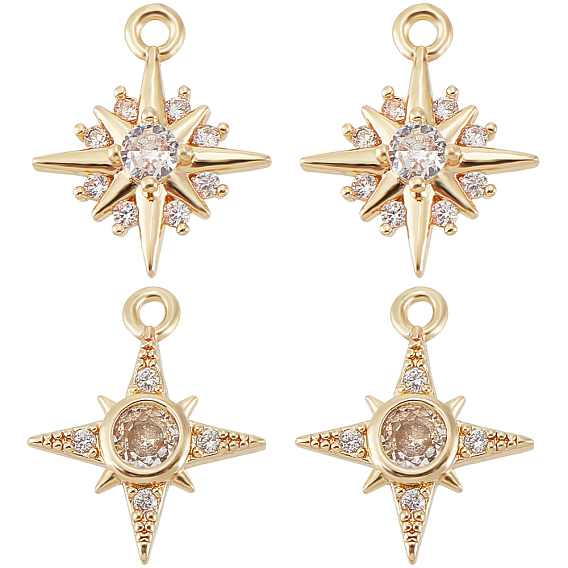16 шт 2 стиль латунь микропаве прозрачные подвески из кубического циркония, без кадмия и без свинца, смешанный звезда