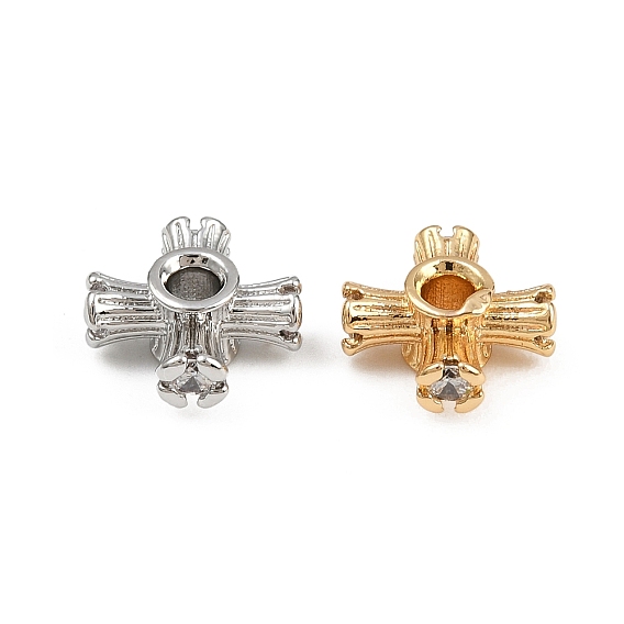 Латунные микро проложить кубического циркония бусы, крестик