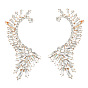Sparkling Half Moon Earrings with Colorful Gems - Fashionable Alloy Studs and Clips for Women