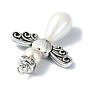 Shell Pearl Pendants with Tibetan Style Alloy Wings, Angel Charms