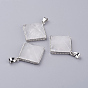 Natural Quartz Crystal Pendants, Rock Crystal Pendants, with Brass Finding, Pyramid