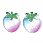 Resin Cabochons, with Glitter Powder, Strawberry, Colorful