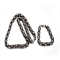 304 Stainless Steel Necklaces and Bracelets Jewelry Sets, with Byzantine Chains and Lobster Claw Clasps, 23.8 inch , 223mm