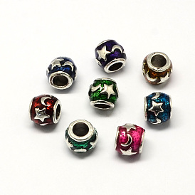 Alloy Enamel European Beads, Rondelle Large Hole Beads