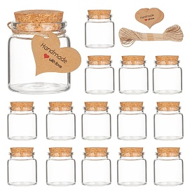 Säulenglasflasche, mit Korkstopfen, Ich wünsche eine Flasche, Juteschnur, Geschenkanhänger aus Papier