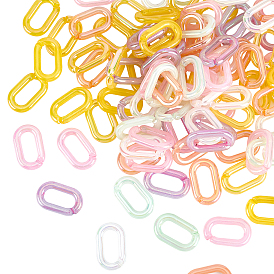 Nbeads 120 Pcs 6 Colors Transparent Acrylic Linking Rings, Quick Link Connectors, For Jewelry Chains Making, AB Color Plated, Imitation Gemstone Style, Oval