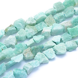 Raw Rough Natural Amazonite Beads Strands, Nuggets