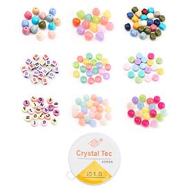 DIY Jewelry Making Kits, Including Opaque & Transparent & Imitation Jelly & Craft Style Acrylic Beads, Elastic Thread