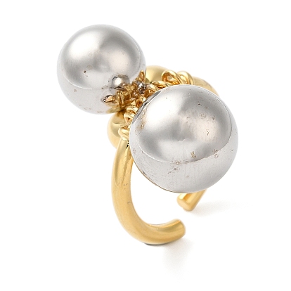 Anillos de puño abiertos con bola redonda de latón para mujer