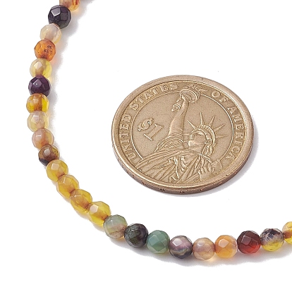 Faceted Round Natural Agate(Dyed & Heated) Beaded Necklaces for Women