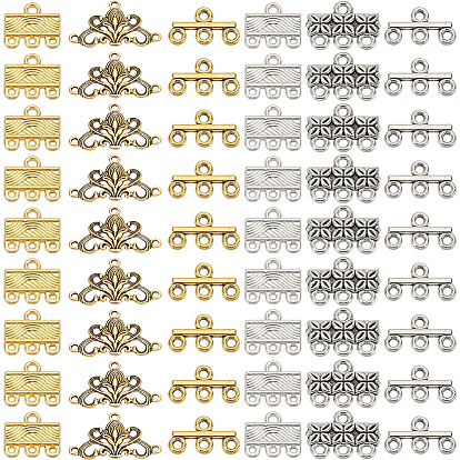 84шт 6 стили сплав люстра компоненты ссылки, 4-коннектор петли, прямоугольные