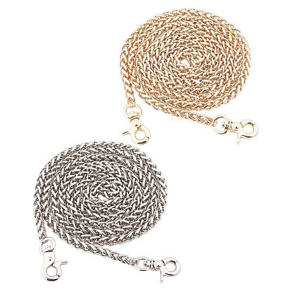 Chaînes de sangle de sac, avec chaînes en corde de fer et fermoirs pivotants en alliage, pour accessoires de remplacement de sangles de sac