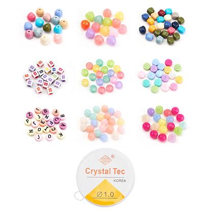 DIY Jewelry Making Kits, Including Opaque & Transparent & Imitation Jelly & Craft Style Acrylic Beads, Elastic Thread