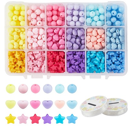 DIY Opaque Children's Day Stretch Bead Bracelets Making Kits, Including Mixed Shapes Acrylic Beads and Elastic Crystal Thread