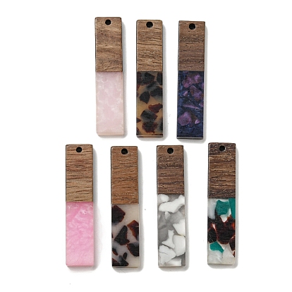 Деревянные подвески из смолы и ореха, прямоугольные