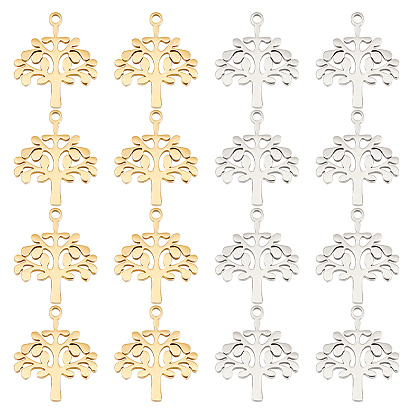 16 шт. 2 цветное ионное покрытие (ip) 304 подвески из нержавеющей стали, древо жизни прелести