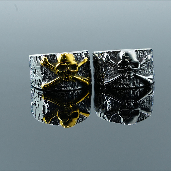 Anillos retro de acero inoxidable con calaveras y diamantes de imitación