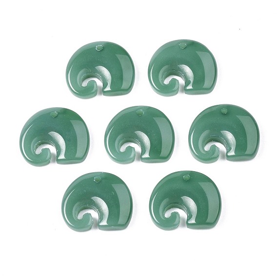 Imitation Jade Glass Pendants, Elephant