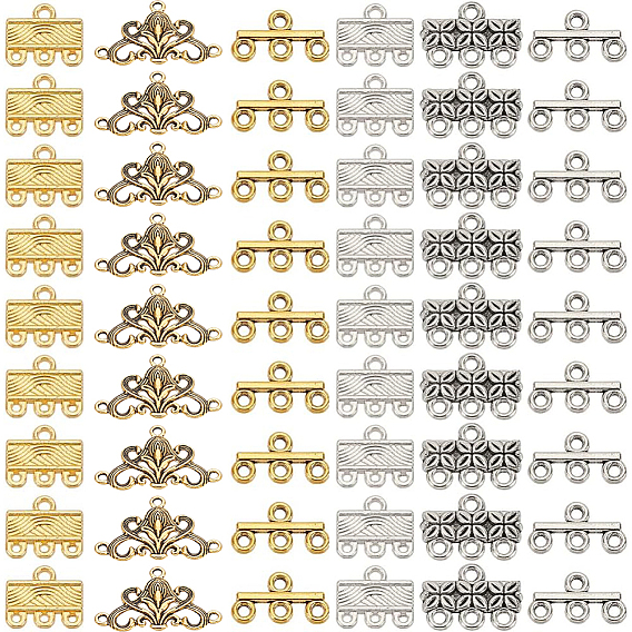 84шт 6 стили сплав люстра компоненты ссылки, 4-коннектор петли, прямоугольные