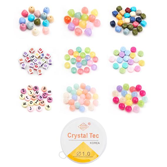 DIY Jewelry Making Kits, Including Opaque & Transparent & Imitation Jelly & Craft Style Acrylic Beads, Elastic Thread