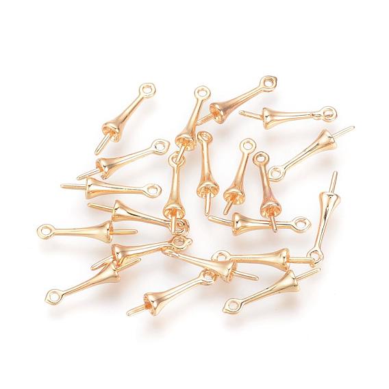 Brass Peg Bails Pendants, for Half-driled Beads, Nickel Free, Real 18K Gold Plated