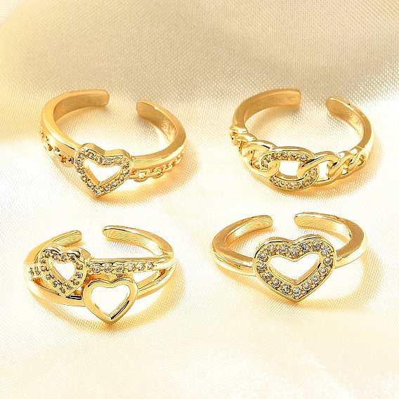 Кольца-манжеты для пальцев из латуни с микропаве из кубического циркония для женщин, без кадмия и без свинца, долговечный, реальный 18 k позолоченный