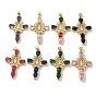 Латунные микро проложить кубического циркония подвески, со стеклом, без кадмия, без никеля и без свинца, крест с девственной мари