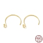 Rhodium Plated 925 Sterling Silver Earring Hooks, Circle Ball End Ear Wire, with S925 Stamp