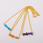 Natural Gemstone Pendant Necklaces, with Iron Cable Chains and Brass Lobster Claw Clasps, 16 inch