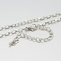 Iron Box Chain Necklace Making, with Alloy Lobster Claw Clasps and Iron End Chains, 29.5 inch