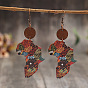 Деревянные серьги с подвесками в богемном стиле, карта, античная бронза