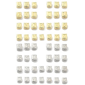 Латунные бусины, без кадмия и без свинца, долговечный, стойки покрытие, куб с письмом