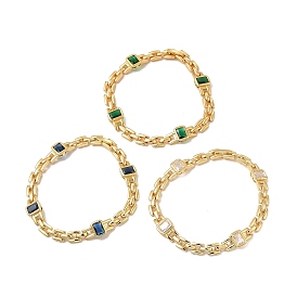 Стеклянный прямоугольный браслет-цепочка с пантерой, настоящие позолоченные украшения из латуни для женщин, без кадмия и без свинца