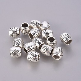 Tibetan Style Alloy European Beads, Lead Free & Cadmium Free, about 8mm in diameter, 8mm long, hole: 5mm