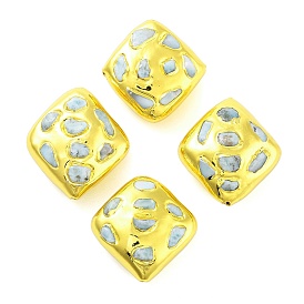 Rack Plating Brass with Natural Larimar Beads, Long-Lasting Plated, Rhombus