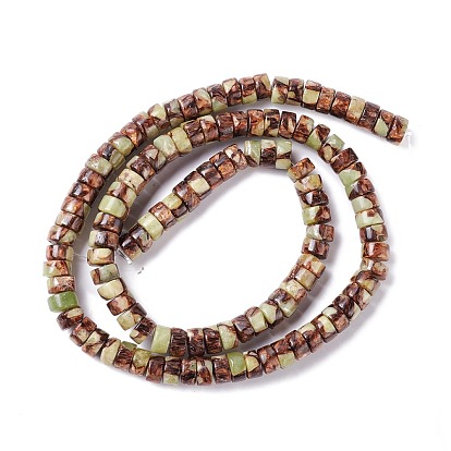 Assembled Synthetic Bronzite and Vesuvianite Beads Stands, Heishi Beads, Flat Round/Disc