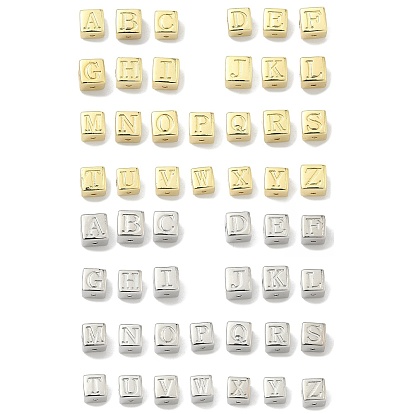 Латунные бусины, без кадмия и без свинца, долговечный, стойки покрытие, куб с письмом