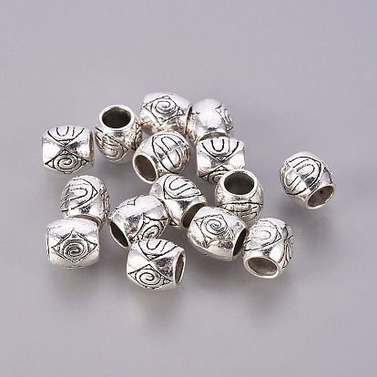 Tibetan Style Alloy European Beads, Lead Free & Cadmium Free, about 8mm in diameter, 8mm long, hole: 5mm