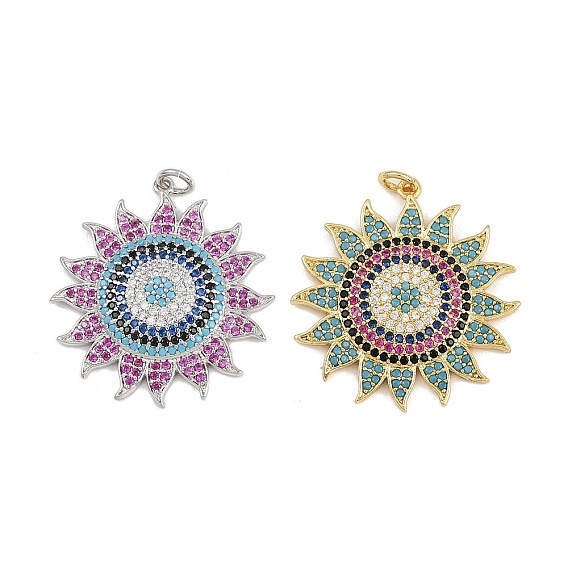 Латунные микро проложить кубического циркония подвески, подсолнечник, с целью перехода в кольце