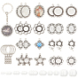 Набор для изготовления брелка своими руками, в том числе железные кольца для ключей, Сеттинги для кулона(кабошонов), сплав, Кабошоны из стекла, цветок и овал