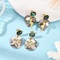 2 Pairs Paua Shell with Non-Tarnish 201 Stainless Steel Stud Earrings, Sea Horse/Starfish, 316 Surgical Stainless Steel Pendants and 304 Stainless Steel Dangle Earrings