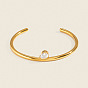 304 Stainless Steel Pave Teardrop Clear Cubic Zirconia Open Cuff Bangles for Women