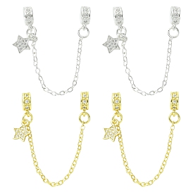 4 шт. 2 цвета латунь паве прозрачный кубический цирконий европейские защитные цепи с подвесками, долговечный, стойки покрытие, звезда